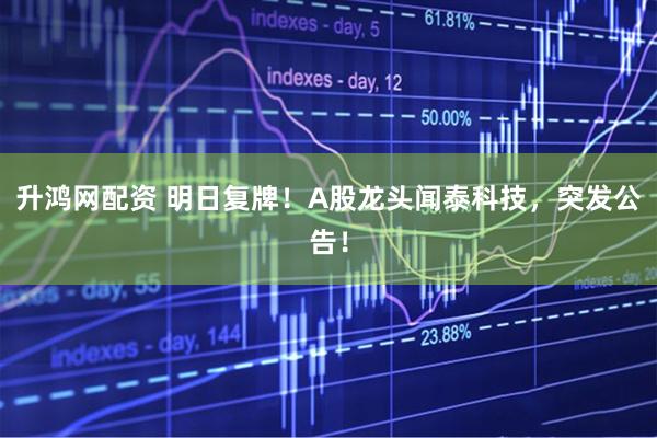 升鸿网配资 明日复牌！A股龙头闻泰科技，突发公告！